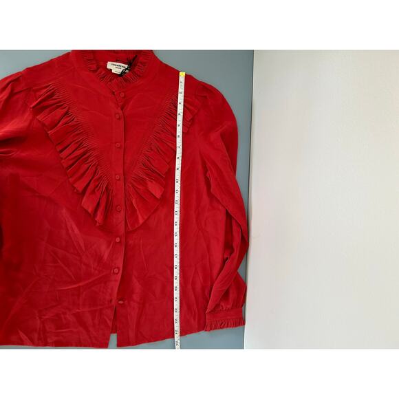 Zadig & Voltaire NWT Deluxe Taccora silk blouse red size S ruffles - Picture 12 of 13